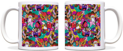 60% OFF on ShopMantra Cute Doodling Black Ceramic Mug 300 ml