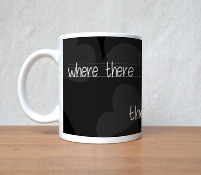 60% OFF on StyBuzz Love Heart Life Black White Porcelain Mug 300 ml
