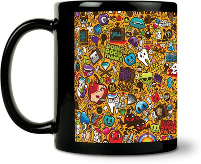 36% OFF on ShopMantra Funky Doodle Ceramic Mug 300 ml