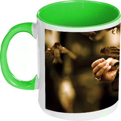 58% OFF on AMY Beautiful Cute Bird Inside Green Coffee Ceramic Mug