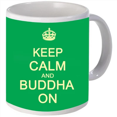 Snoogg Keep calm and buddha on Porcelain Bone China Coffee Ceramic Mug