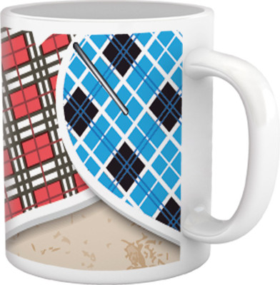 60% OFF on Tiedribbons Love Whisper_Geometric Multicolor_ Together Hearts Pattern Ceramic Mug 325 ml