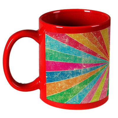 68% OFF on AMY Colorful Rays Abstrack Art Red Ceramic Mug 325 ml