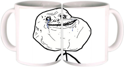 25% OFF on Shopkeeda Forever Alone Face Ceramic Mug 350 ml