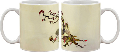 15% OFF on Artifa Girl Sitting On Tree Porcelain, Ceramic Mug 350 ml