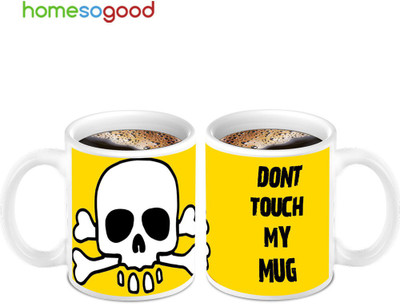 45% OFF on HomeSoGood Don’t Touch My Mug Warning On Coffee Ceramic Mug 280 ml, Pack of 2