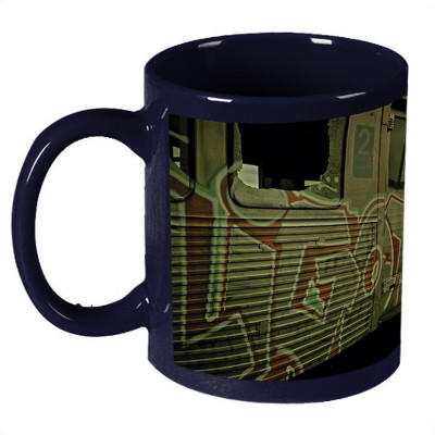 68% OFF on Amy Graffiti Train Dark Blue Ceramic Mug 330 ml