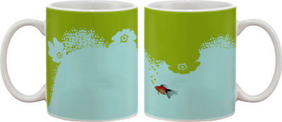 15% OFF on Artifa Orange Fish Porcelain, Ceramic Mug 350 ml