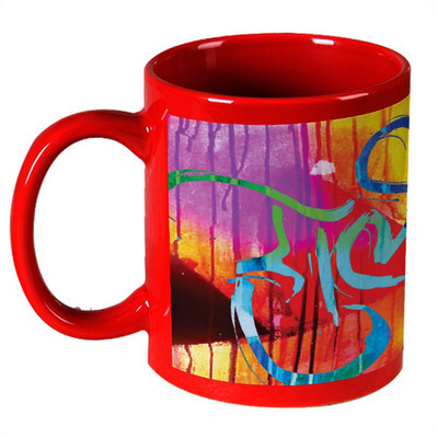 68% OFF on AMY Colorful Holi Hai Design Red Ceramic Mug 325 ml