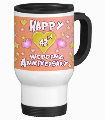 52% OFF on SajawatHomes 42nd Happy Anniversary White Travel Stainless Steel Mug 600 ml