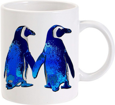 50% OFF on Lolprint Blue Penguin Couple Ceramic Mug 325 ml
