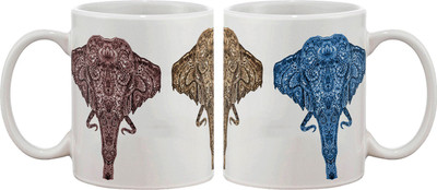 Artifa Beautiful Elephant Trunk Design Porcelain, Ceramic Mug 350 ml