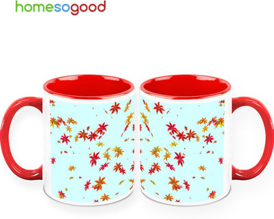 37% OFF on HomeSoGood Blossom Season QTY 2 Ceramic Mug 325 ml, Pack of 2