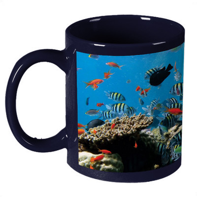 68% OFF on Amy Colorful Aquarium Dark Blue Ceramic Mug 330 ml