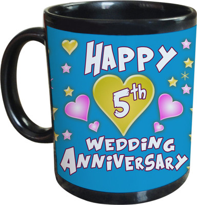 66% OFF on SajawatHomes 5th Wedding Anniversary Coffee Ceramic Mug 350 ml