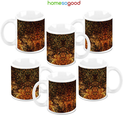49% OFF on HomeSoGood Design On The Carpet Ceramic Mug 325 ml, Pack of 6