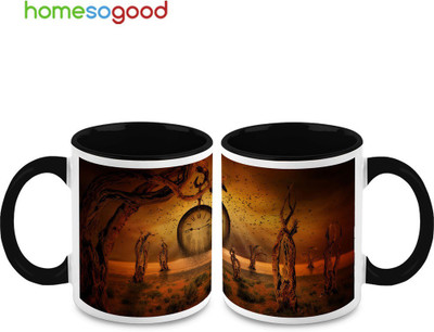 37% OFF on HomeSoGood Dark Times Ceramic Mug 325 ml, Pack of 2
