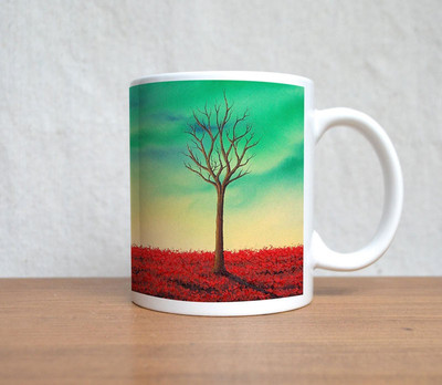 33% OFF on StyBuzz Red Grass on Tree Painting Porcelain Mug 300 ml