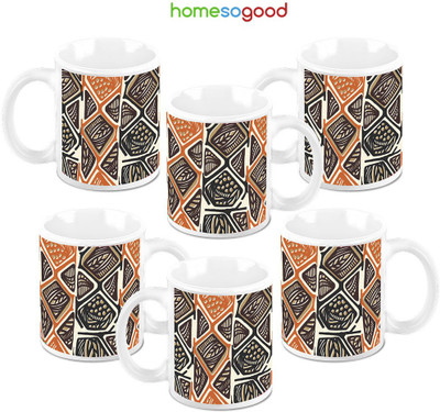 49% OFF on HomeSoGood Converting To Fossils Ceramic Mug 325 ml, Pack of 6