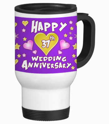 52% OFF on SajawatHomes 37th Happy Anniversary White Travel Stainless Steel Mug 600 ml