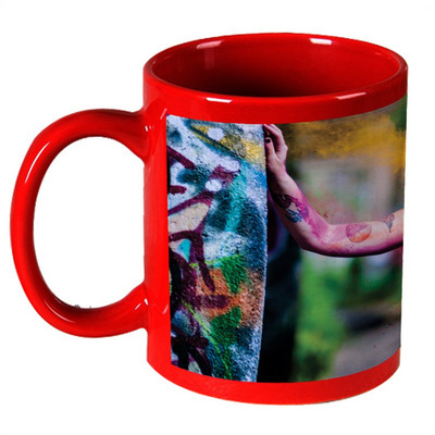 56% OFF on AMY Beautiful Girl In Gulal Red Ceramic Mug 325 ml
