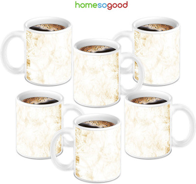 49% OFF on HomeSoGood Simply Designed Beautiful 6 Mugs Ceramic Mug 280 ml, Pack of 6