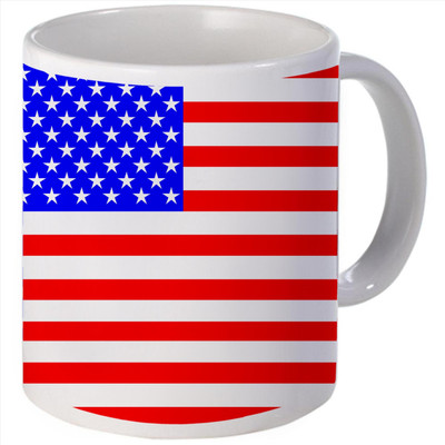 Snoogg American Flag Porcelain Bone China Coffee Ceramic Mug