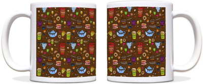 65% OFF on ShopMantra Sketchy Tea Pots Pattern Black Ceramic Mug 300 ml