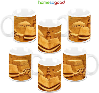49% OFF on HomeSoGood In Search Of God Ceramic Mug 325 ml, Pack of 6