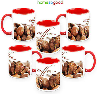 41% OFF on HomeSoGood Ultimate Coffee Beans QTY 6 Ceramic Mug 325 ml, Pack of 6 41% OFF on HomeSoGood Ultimate Coffee Beans QTY 6 Ceramic Mug 325 ml, Pack of 6