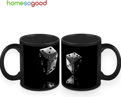 37% OFF on HomeSoGood Tha Game Of Dice Coffee Ceramic Mug 325 ml, Pack of 2