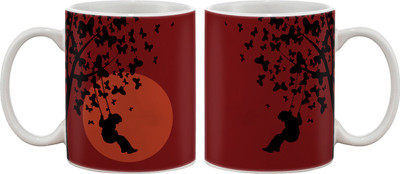 15% OFF on Artifa Swing In Red Night Porcelain, Ceramic Mug 350 ml