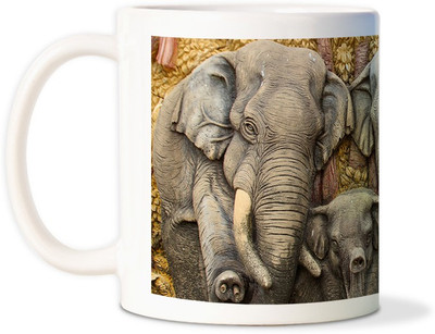 87% OFF on AMY Elephant Group Forest Ceramic Mug