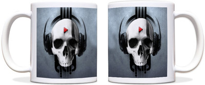 65% OFF on ShopMantra Skull Music Design Black Ceramic Mug 300 ml