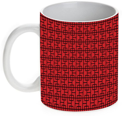 63% OFF on Mugwala Red Square Caps Designer Ceramic Mug 372 ml