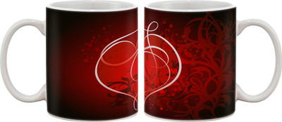 12% OFF on Artifa Red Heart Design Porcelain, Ceramic Mug 350 ml
