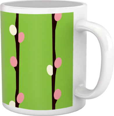 33% OFF on Tiedribbons Shy Shine_Geometric Multicolor_ Long and Fruits Pattern Ceramic Mug 325 ml