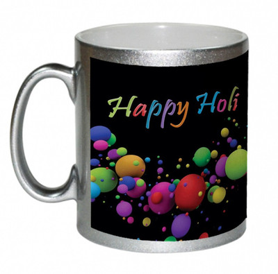 55% OFF on AMY Abstrack Happy Holi With 3D Color Dots Ceramic Mug 325 ml