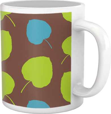 60% OFF on Tiedribbons Shy Shine_Geometric Multicolor_ Leaves Pattern Ceramic Mug 325 ml