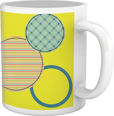 50% OFF on Tiedribbons Geometric Cute_Circle Pattern_yellow Shade Ceramic Mug 325 ml