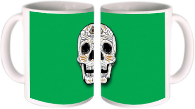 62% OFF on Shopkeeda Skull Green Background Ceramic Mug 350 ml