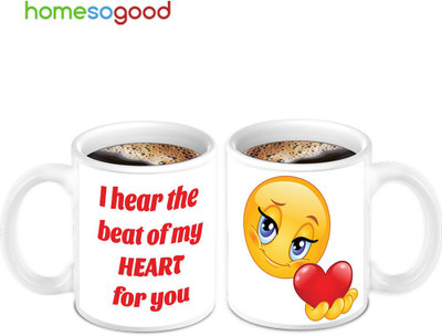 45% OFF on Homesogood Amazing I Hear The Beat Quotes On Coffee Ceramic Mug 280 ml, Pack of 2