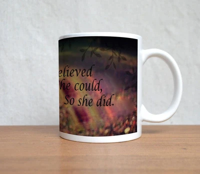 60% OFF on StyBuzz Yellow Leaves Blieving Quote Porcelain Mug 300 ml