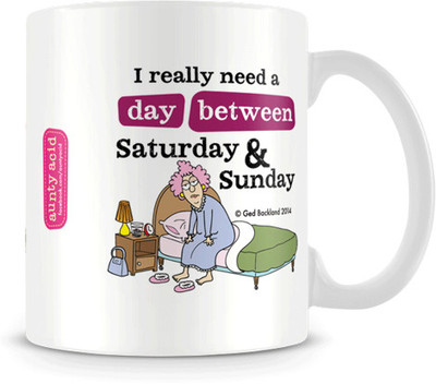 35% OFF on Aunty Acid Saturday and Sunday Ceramic Mug 325 ml