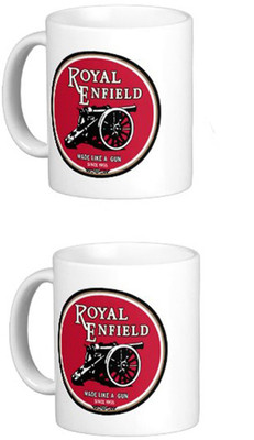 40% OFF on Bikenwear Customized Royal Enfield Set2 Ceramic Mug 350 ml, Pack of 2