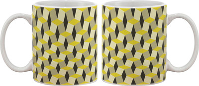 15% OFF on Artifa Geometric Pattern Porcelain, Ceramic Mug 350 ml