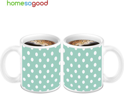 45% OFF on HomeSoGood Lovely Green And White Dot Pattern Coffee Ceramic Mug 280 ml, Pack of 2 45% OFF on HomeSoGood Lovely Green And White Dot Pattern Coffee Ceramic Mug 280 ml, Pack of 2