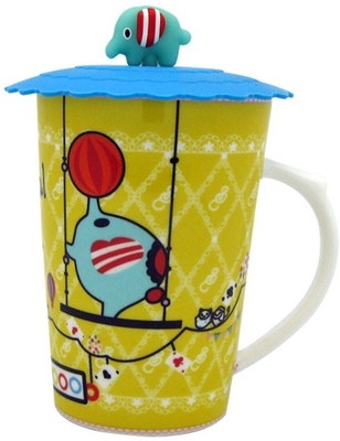 GoGifts Kids Ceramic with Silicon Cap - Elephant - 002 Porcelain Mug GoGifts Kids Ceramic with Silicon Cap - Elephant - 002 Porcelain Mug