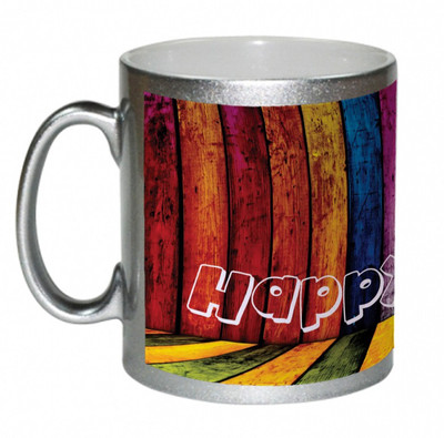 55% OFF on AMY Colorful Wall Art Happy Holi Ceramic Mug 325 ml