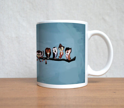 60% OFF on StyBuzz Crazy Owl Family Ceramic Mug 300 ml